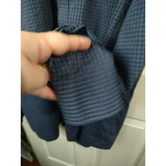 Van Huesen Blue Grey Checkered Long Sleeve Flex Slim Shirt. Size XXL - Picture 7 of 12
